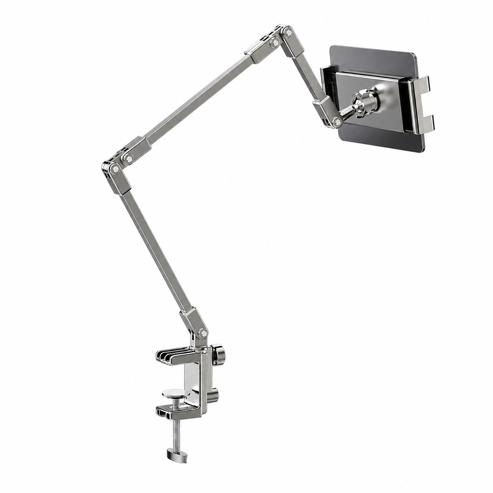 Tablet Stand Adjustable - 調節可能なベッド用電話ホルダースタンド、4.7～12.9インチの電話タブレット用、折りたたみ式メタルアームデスククランプ、360度回転 ° 閲覧中