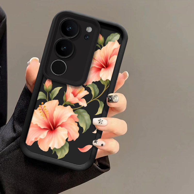 Vivo X200 - Vivo X200 FE、X100S、X90、X80、X70 Pro、X60、X23に対応した、かわいらしいピンクのユリ柄のスマートフォンケース。柔らかいシリコン素材で、傷防止機能と全面保護機能を備えています。
