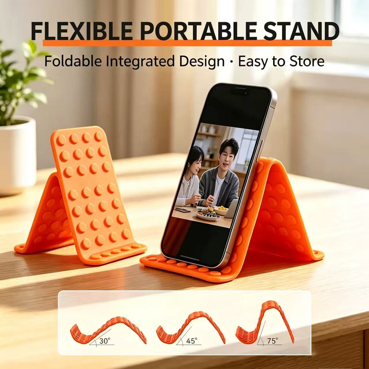 Tablet Phone Accessories - 携帯用ユニバーサル携帯電話スタンド、角度調整可能なシリコン製デスクトップタブレット・ノートパソコンホルダー、折りたたみ式変形ブラケット（フック付き）