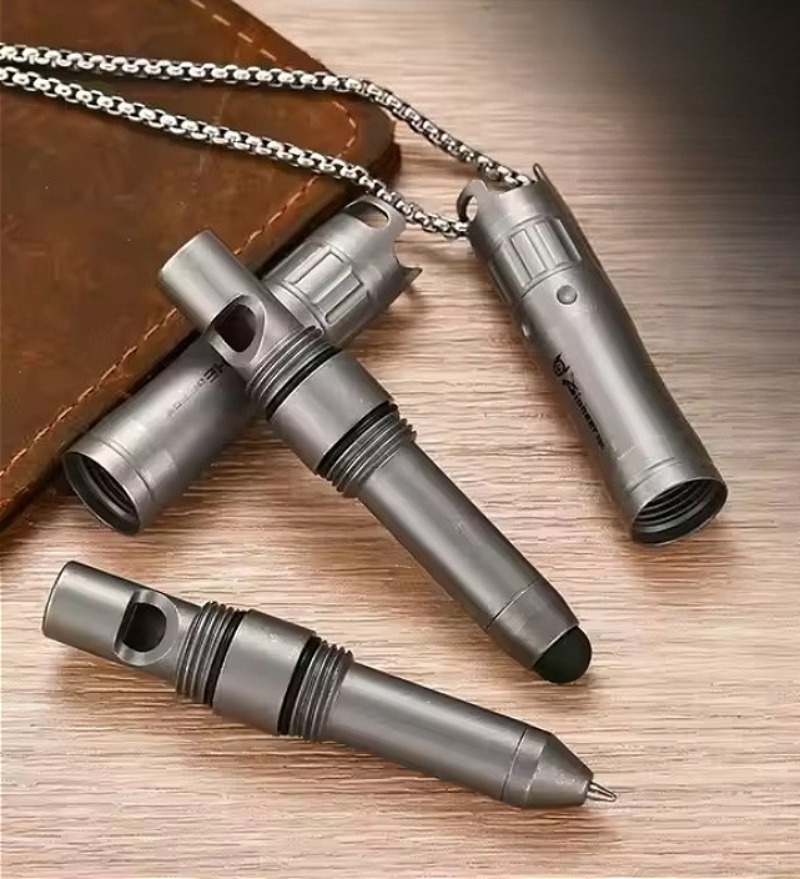 Tablet Drawing Accessories - 緊急用ホイッスルとシリコン製スタイラスチップを備えたチタン合金製EDCペン、携帯電話、タブレット、コーチ、審判、キャンプ、サバイバル、アウトドアツール用