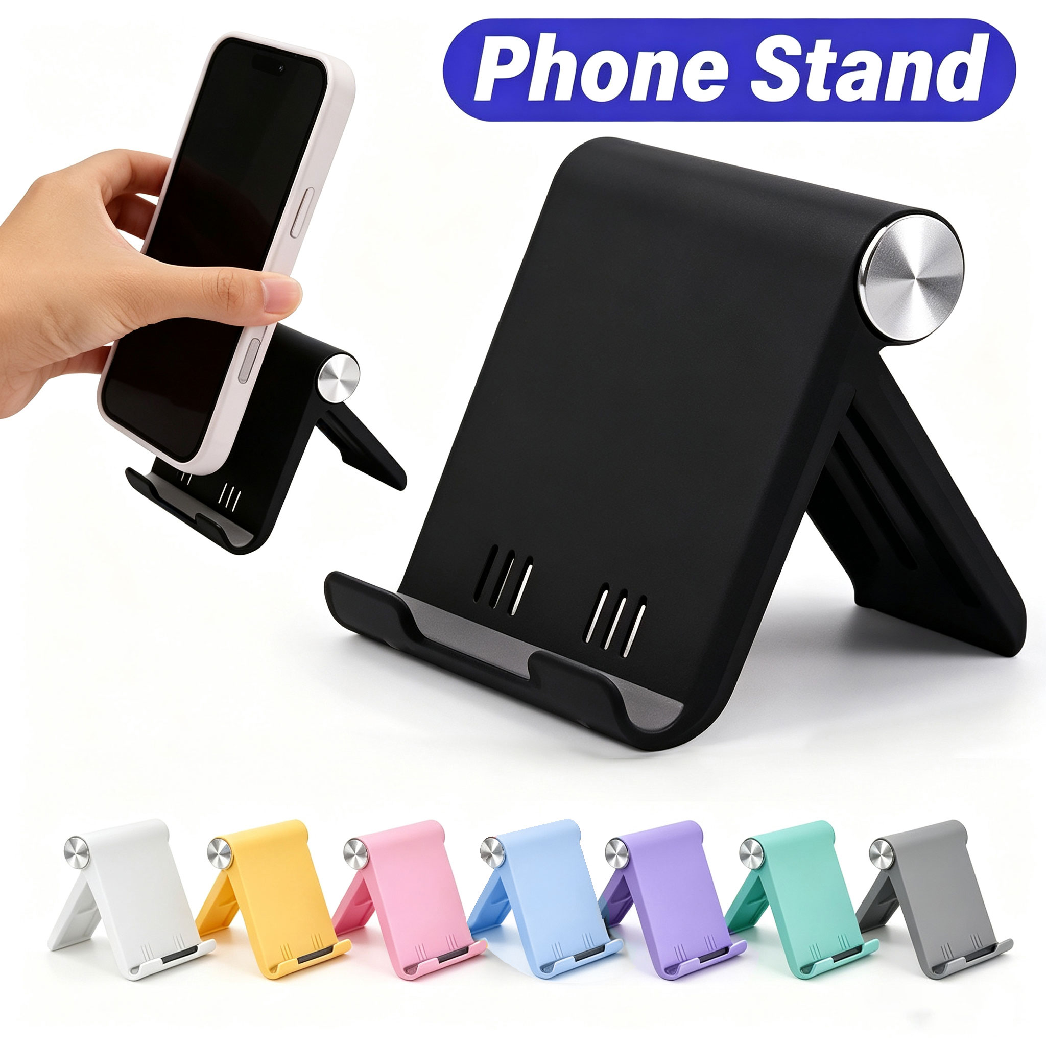 Tablet Phone Accessories - 2個入り折りたたみ式携帯電話スタンド、8色調整可能なデスクトップホルダー、携帯電話とタブレット用の携帯用滑り止めサポート