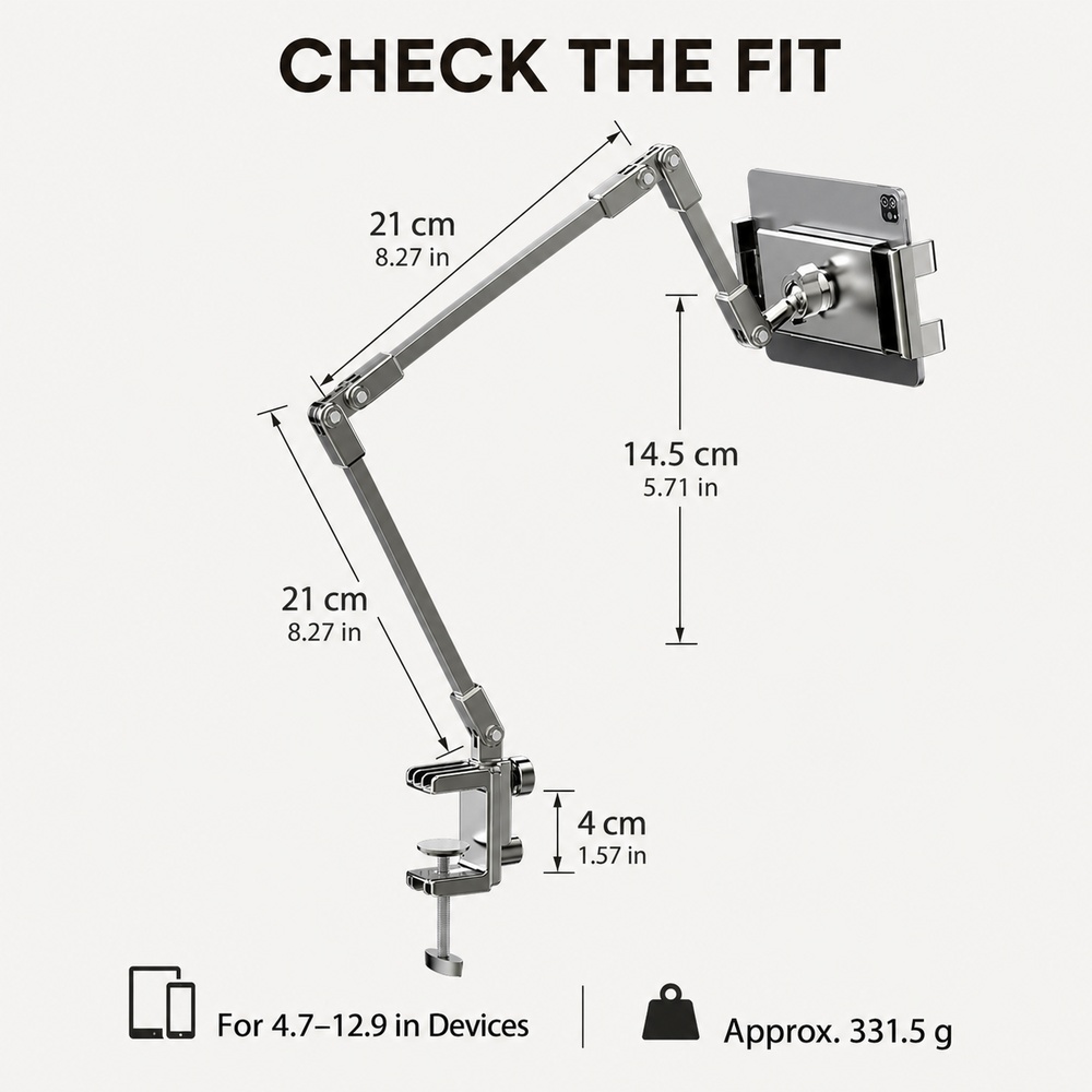 調節可能なベッド用電話ホルダースタンド、4.7～12.9イン - Tablet Stand Adjustable のレビューと価格