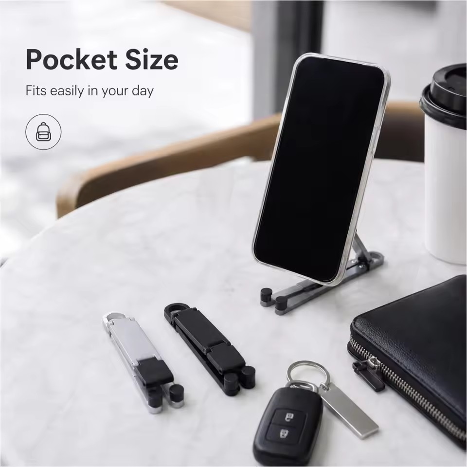 ミニキーチェーン折りたたみ式携帯電話背面クリップスタンド、ポ - Tablet Stand Adjustable のレビューと価格