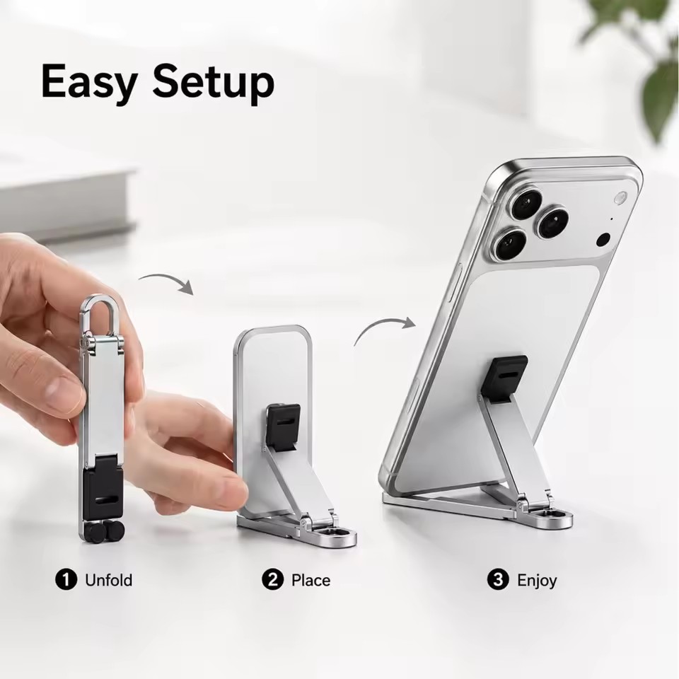 ミニキーチェーン折りたたみ式携帯電話背面クリップスタンド、ポ - Tablet Stand Adjustable のレビューと価格