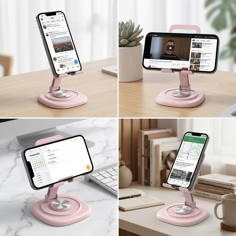 マカロンデスクトップメタル回転式携帯電話スタンド、テレビ視聴 - Tablet Stand Adjustable のレビューと価格